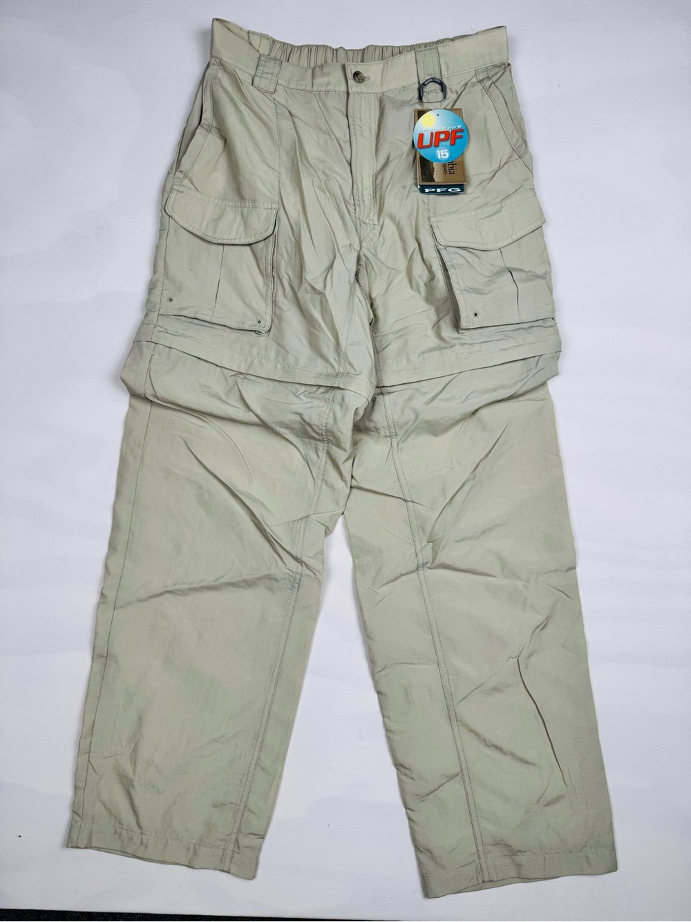 NWT Columbia PFG Convertible Fishing Cargo Pants Beige Men’s M Retail $44